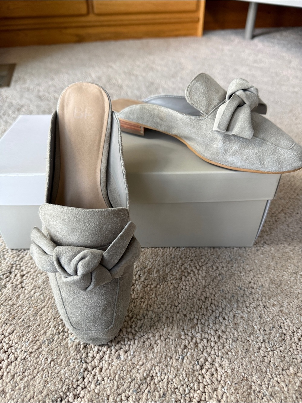 bp Light Gray Suede Knot Mules